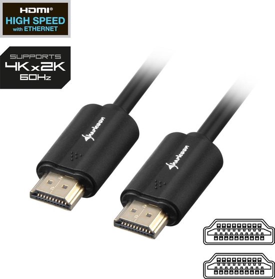 Sharkoon HDMI kabels HDMI/HDMI 4K, 7.5m | bol