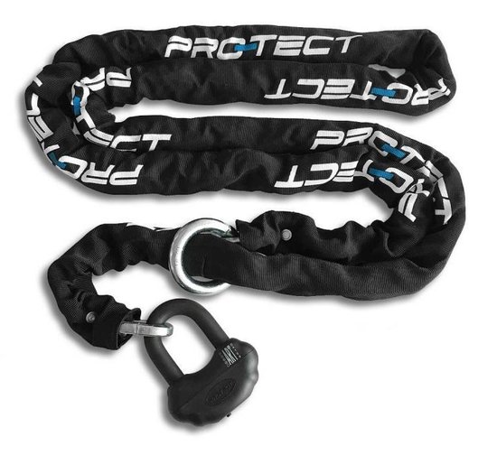 Antivol de chaîne Pro-Tect Topaz + ART4 avec boucle et frein à disque | Qualité Premium | Extra long 10,5 mm x 300 cm | Acier trempé | 9780 g | Noir | Serrure de cyclomoteur Serrure de scooter Serrure de moteur Serrure de bateau Serrure de caravane