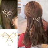Haarclip Gouden Strik - Leuke styling Haarschuifje - haarspeld - Haarschuif - Metaal Haar Accessoire Clip - 1 stuks Strikje