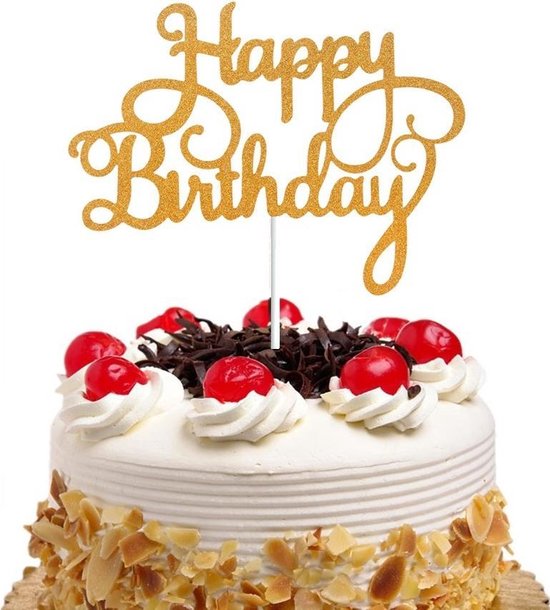 Happy Birthday Taart topper - Taart decoratie verjaardag Goud 2 stuks |  bol.com
