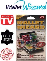 Wallet Wizard 24 Carte de crédit, carte de visite et porte-monnaie avec Sécurité RFID en cuir véritable - Zwart
