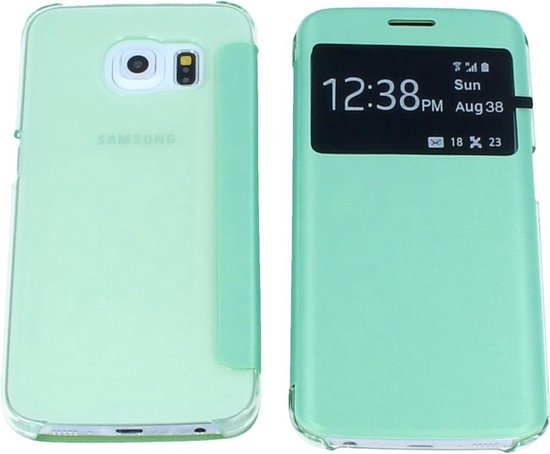 zak voorkant Melodieus Samsung Galaxy S6 Edge S View Cover Flip Case Groen Green | bol.com