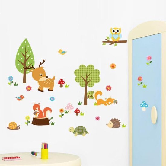 Muursticker Dieren in het bos | Kinderkamer | Natuur | Eekhoorn |Uil |