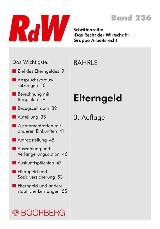 Das Recht der Wirtschaft 236 - Elterngeld - cover