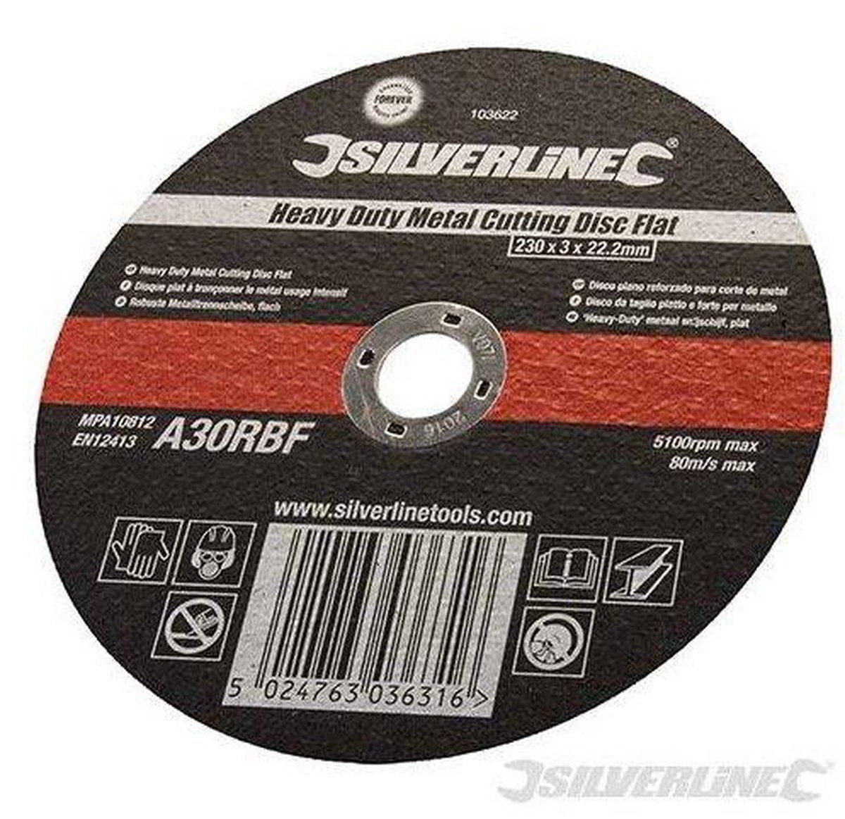 Silverline 447131 Metalltrennscheiben Flach, 10er Pack – 115 X 3 X 22,23 Mm, Max. 13.300 Min⁻¹, Für Winkelschleifer