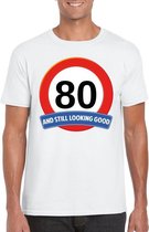 Verkeersbord 80 jaar t-shirt wit heren M