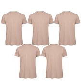 Senvi 5 pack T-Shirt -100% biologisch katoen - Kleur: Licht Roze - 3XL