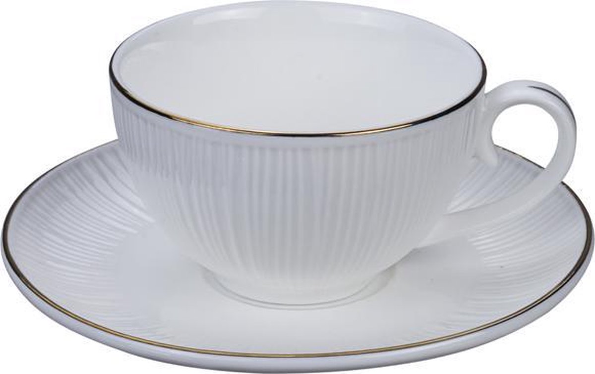 Tokyo Design Studio - Nippon White Gold Rim Round Cup Lines 180ml (Let op! Zonder Schotel)