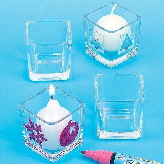 draai Mis Raad eens Vierkante kaarsenhouders van glas (6 stuks per verpakking) | bol.com
