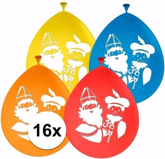 Sinterklaas versiering ballonnen - 16 stuks - Sint en Piet ballonnen
