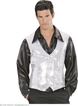 Witte gilet met zilveren pailletten XL
