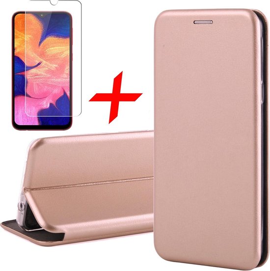 Hoesje geschikt voor Samsung A10 en Screenprotector - Book Case Slim Wallet Roségoud + Screen Protector