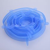 Herbruikbare siliconen vershoud deksels - Afsluit Deksel - Set van 6 Verschillende maten - Blauw