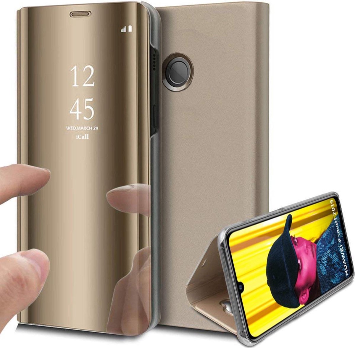 Hoesje geschikt voor Huawei P Smart 2019 - Book Case Spiegel Goud