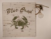 Wanddecoratie - Blue Crad - Krab - Hout - Schelp - Zee