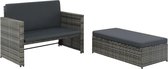 Loungeset poly rattan grijs 5-delig  (incl. Fleecedeken)