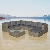 Loungeset poly rattan grijs 24-delig  (incl. Fleecedeken)