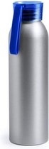 Aluminium drinkfles/waterfles met blauwe dop 650 ml - Sportfles - Sportbidon