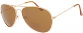 Icon Eyewear IBC317 Aviator Bifocale zonneleesbril +2.50 - Goudkleurig frame, bruine glazen