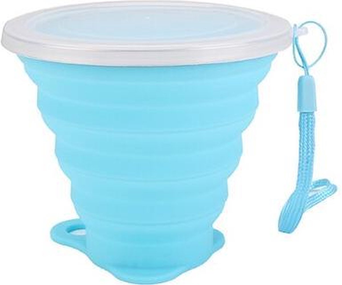 Opvouwbare beker - Cup 250 ml- Siliconen Cup - Campingservies - Blauw - Duurzaam - Milieubewust