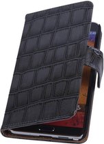 Glans Croco Bookstyle Wallet Case Hoesjes voor Galaxy Note 3 N9000 Grijs