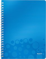 Leitz WOW Spiraalgebonden A4 Notitieboek met Kunststof Kaft - 80 Vel - Gelijnd - FSC Gecertificeerd - Blauw