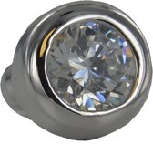 Quiges - Verzilverde Aanschuif Charm Bedel Round Crystal Stone voor Quiges Wikkelarmbanden