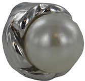 Quiges - Verzilverde Aanschuif Charm Bedel Art Pearl voor Quiges Wikkelarmbanden