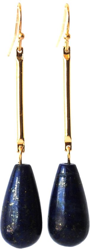 Boucles d' Boucles d'oreilles avec pierre précieuse lapis lazuli, longueur 5 cm