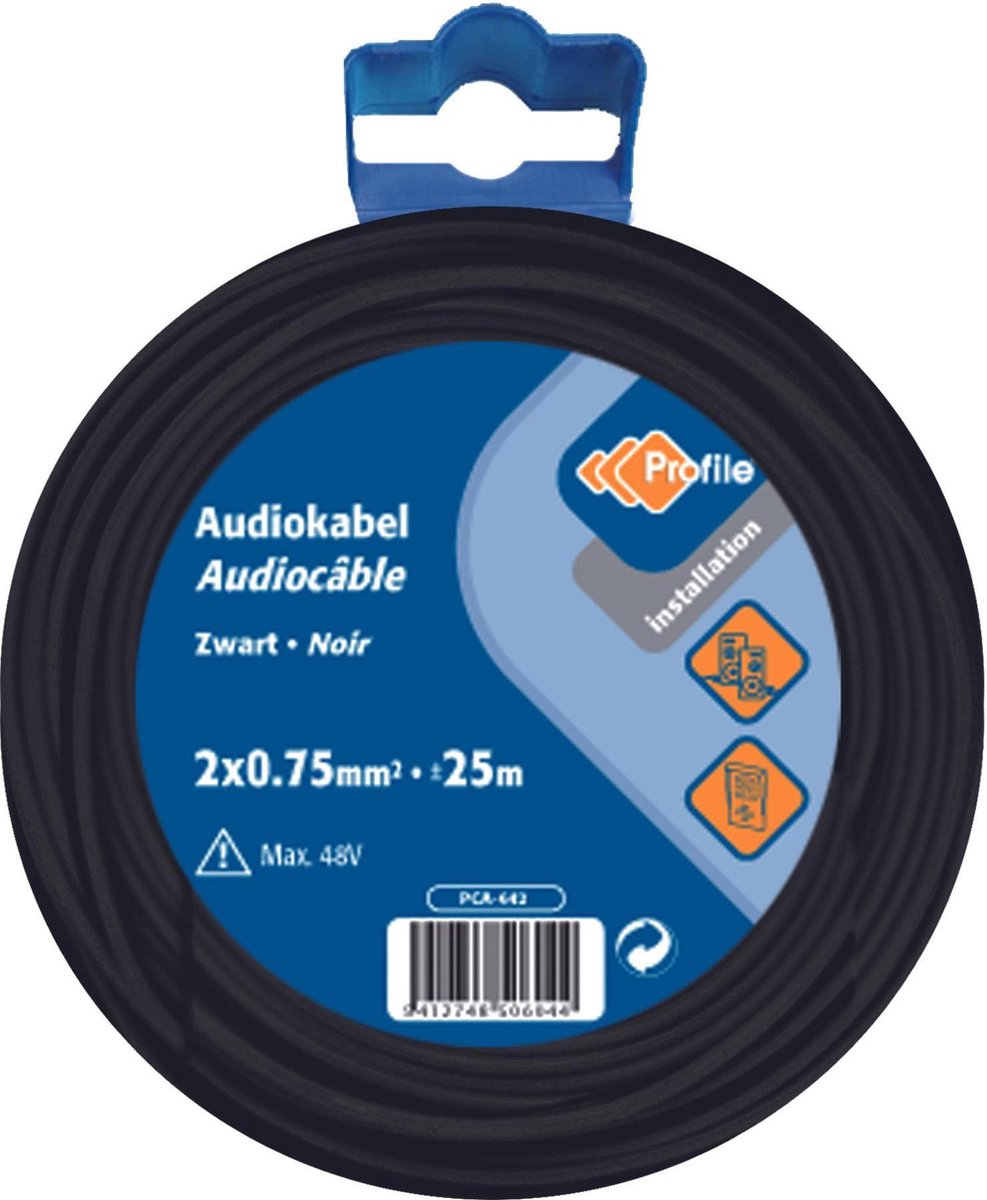 PROFILE luidsprekerkabel - 2x0m75mm² - zwart - 25 meter