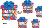 5x Folie ballon 45 cm Happy Birthday cadeau