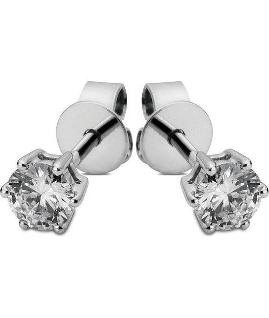 Oorstekers met diamanten oorbellen - 14K 585 / - wit goud - 0.25 ct. |  bol.com