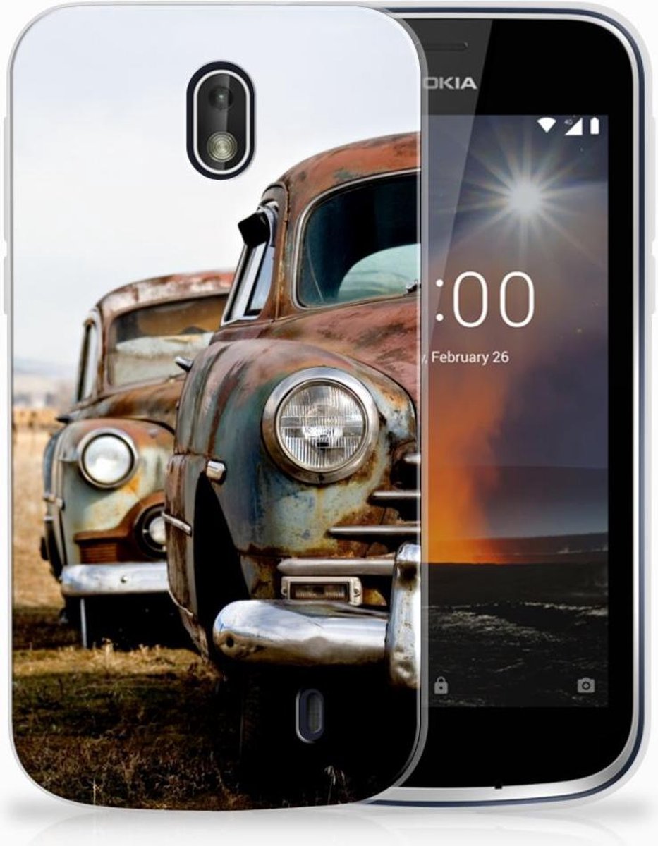 Nokia 1 Siliconen Hoesje met foto Vintage Auto