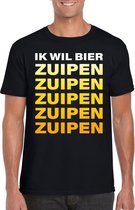 Oktoberfest Ik wil bier zuipen tekst t-shirt zwart heren 2XL