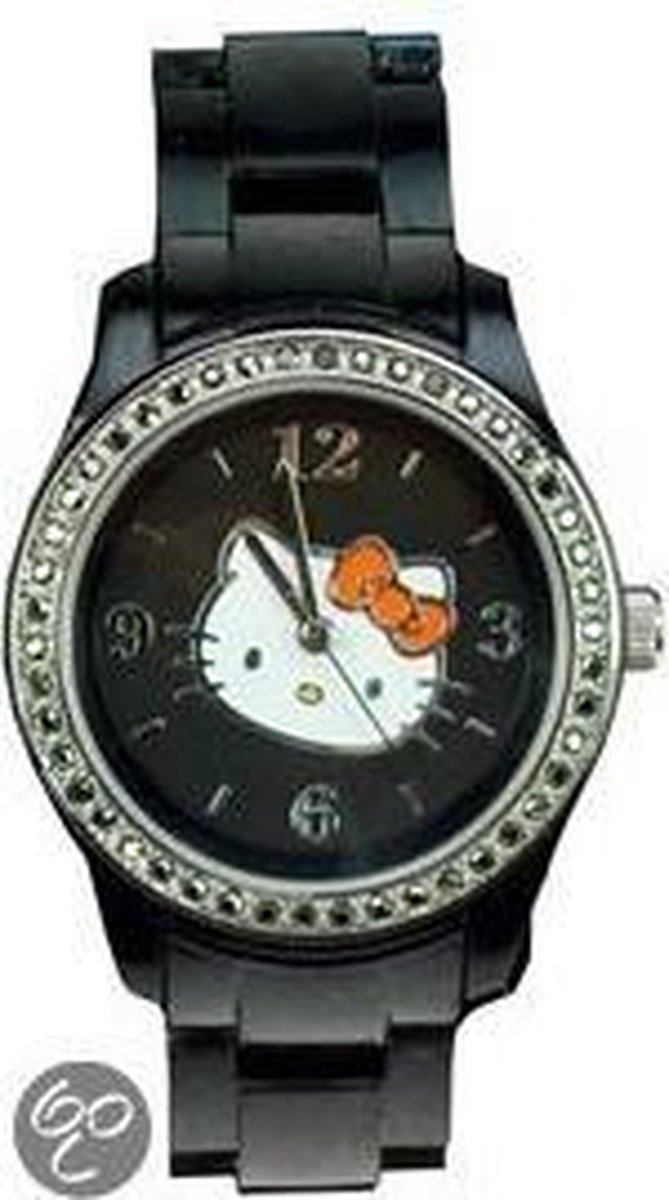 Hello Kitty Horloge Zwart Met Strass
