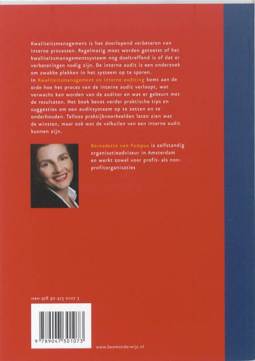 Portret van Bernadette van Pampus, auteur van Kwaliteitsmanagement en interne auditing.