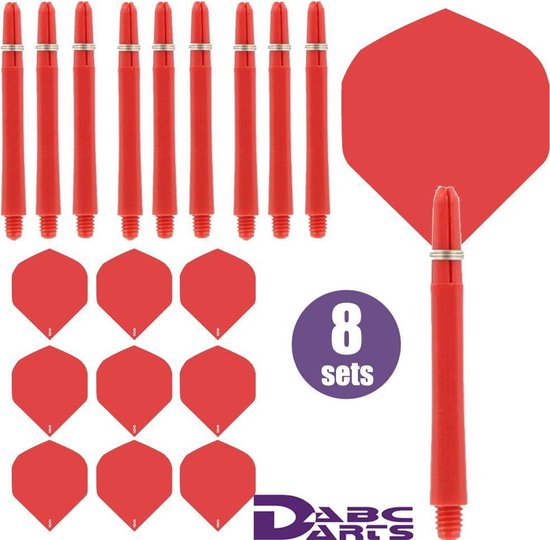 ABC Darts - Dart Flights en Dart Shafts - Rood - 8 sets van ABC Darts — afbeelding 4