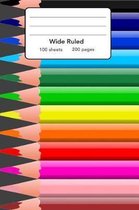 Wide Ruled Composition Notebook 6  x 9 . Kids Colors School Pencils