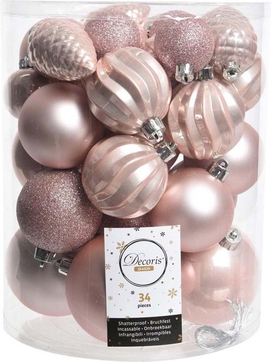 Het begin molen scherp Kerstballen, Blush Pink, 34 stuks | bol.com
