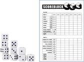 Yahtzee Scoreblok + 10x Witte Dobbelstenen - Spel voor op Reis - Scoreblock - Dobbelspellen - Spellen