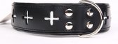 Dog's Companion - Leren hondenhalsband Swiss - Lengte: 75cm (60-73cmx50 mm), Kleur: Zwart