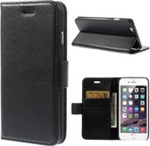 Litchi wallet hoesje geschikt voor iPhone 5 5S zwart