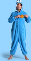 Onesie Koekiemonster pak kostuum Sesamstraat - maat S-M - blauw Koekiemonsterpak jumpsuit huispak