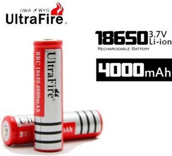 2x 18650 3.7V 4000mAh Rechargeable Lithium Battery - Red