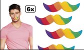 6x Regenboog snor - carnaval optocht thema feest gay pride festival