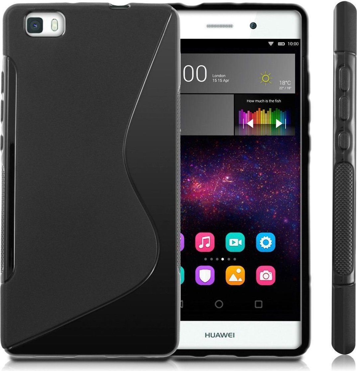 Comutter silicone hoesje Huawei Ascend P8 lite zwart