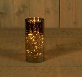 Batterijverlichting glas cylinder antraciet 20 cm Anna's Collection