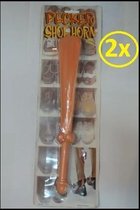 2x Schoenlepel penis - schoen lepel geslacht man carnaval feest party