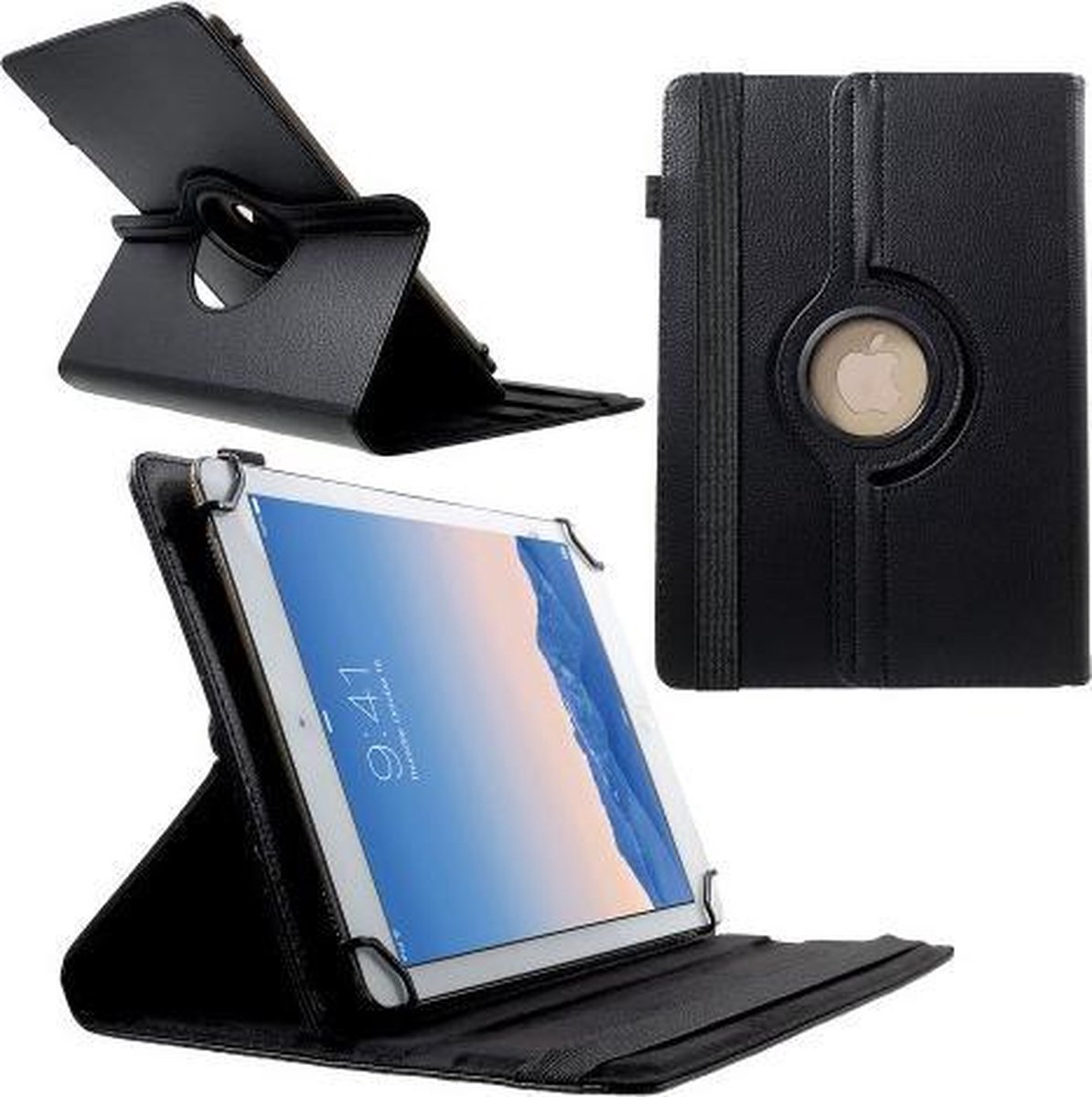 360 Rotating Book Case Universele Tablethoes - Geschikt voor Archos 101e Neon - Zwart