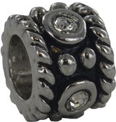 Quiges - Verzilverde Aanschuif Charm Bedel Kristal Zirkonia Ornament voor Quiges Wikkelarmbanden - EHC075